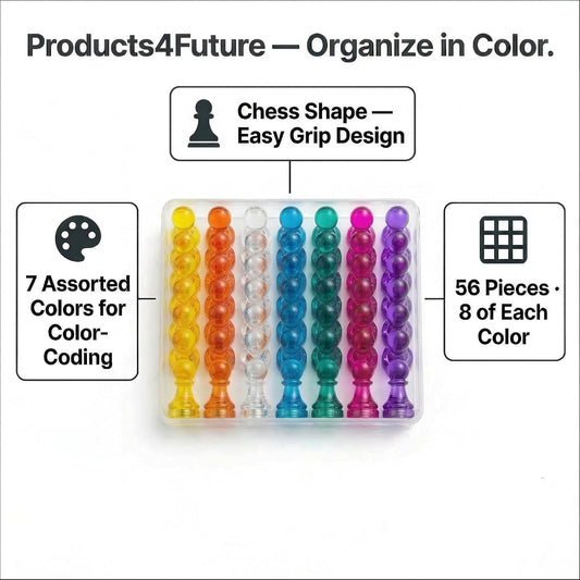 56 Colorful Magnets for Whiteboard | 7 Assorted Color Strong Push Pin Magnets | Perfect Magnetic Push Pins to use as Refrigerator Magnets, Whiteboard Magnet, Classroom Magnet