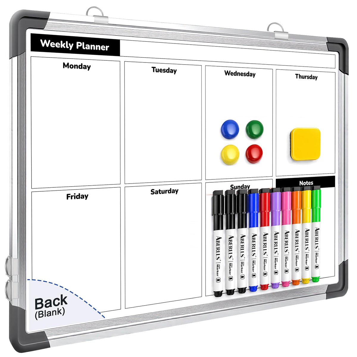Weekly Calendar Whiteboard for Wall, Dry Erase Board, Magnetic White Board