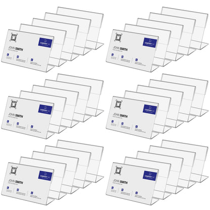 30 PCS Small Acrylic Sign Holder 3.5" x 2", Mini Acrylic Food Sign Labels for Party Buffet, Retail Price Display Holder, Clear Plastic Table Counter Top Stand for Place Cards, Name Card, Wedding Signs