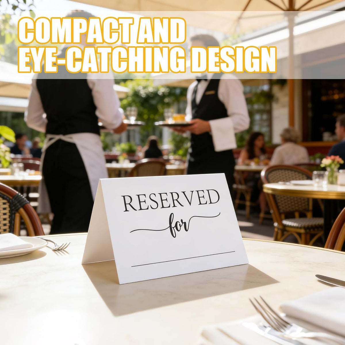30 Pack Reserved Table Signs, 4 x 6 Inch Folded Tent Cards with Name Line