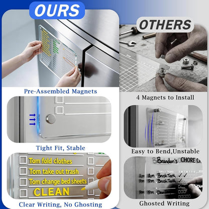 PigPotParty Acrylic Magnetic to Do List Whiteboard for Fridge, 12x9.5 Inch