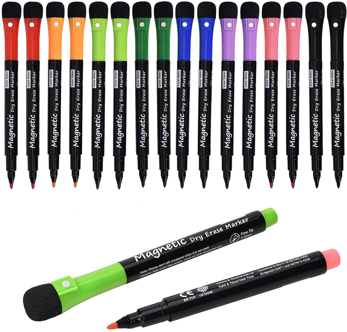 Magnetic Dry Erase Markers, (8 Pack) Dealkits Low Odor White Board Markers Whiteboard Markers with Erasers for Kids Teacher Supplies for Classroom Work on White Board, Calender, Fine Tip Point