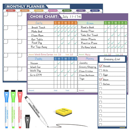 HOMiDEK Magnetic Dry Erase Calendar for Refrigerator: Fridge Whiteboard Calendar Magnet Monthly Planner Family Planning Board with Dry Erase Markers & Eraser - 14 x 11 Inches