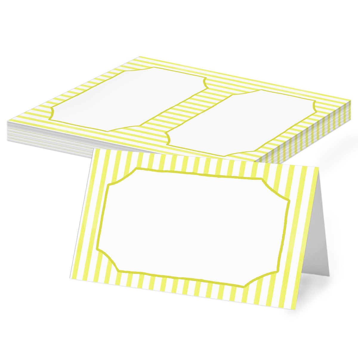 Green Striped Place Cards, Watercolor Tent Cards for Table Settings