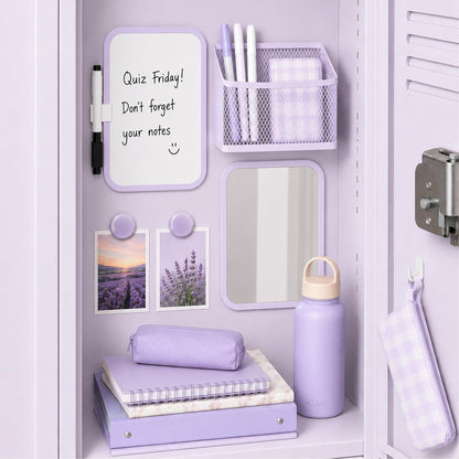 Svartur Locker Accessories for Girls with Magnetic whiteboard, Locker Mirror and Pen Holder, Pink Locker Decoration for School Locker, Back to School Essentials, Purple
