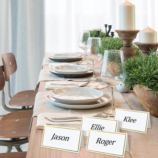 Place Cards for Table Setting, 100-Pack Table Tent Cards for Dinner Party