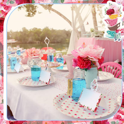 Fullhawl 48 Pcs Tea Party Theme Place Card Tea Party Decorations