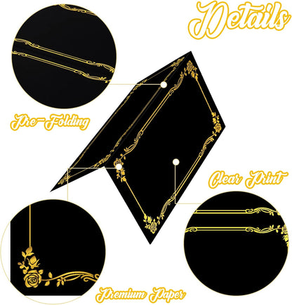 100 Pcs Black Place Cards and Gold Pen for Weddings