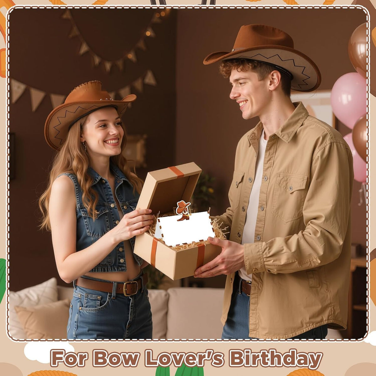 Brown Cowboy Place Card for Table Setting Western Themed Name Card Placecards Cowboy Hat Boots Table Tent Name Card for Boys Men Birthday Party Decoration, Wedding, Dinner Party Favor Supplies Decor
