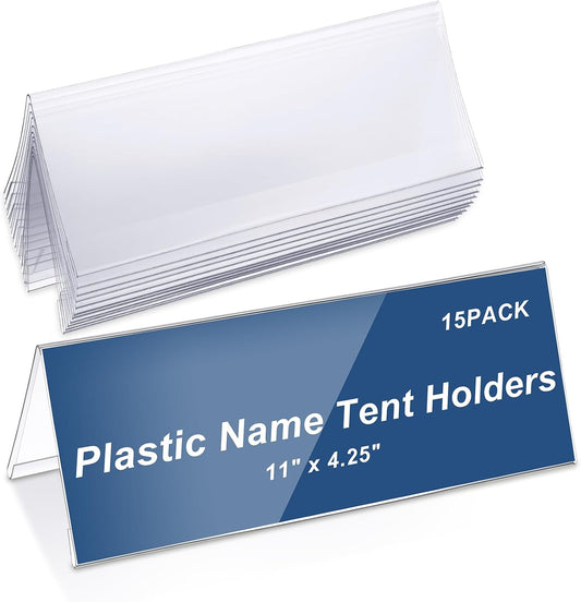 15 Pieces Acrylic Name Plate for Desk, 11" X 4.25" Name Tent for Meeting