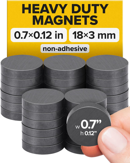 Strong Ceramic Round Adhesive Magnets, 0.7x0.12 (18x3mm), 100 Pcs
