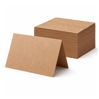 100Pcs Place Cards for Wedding Table Seating Chart, Blank Folded Write-On Kraft Paper Name Tent Cards & Food Labels for Party Buffet, Reception Supplies for Dinner Parties, Banquets, Events