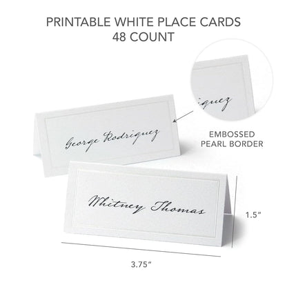 Gartner Studios Printable Place Cards, White Pearl Border, 48 Count