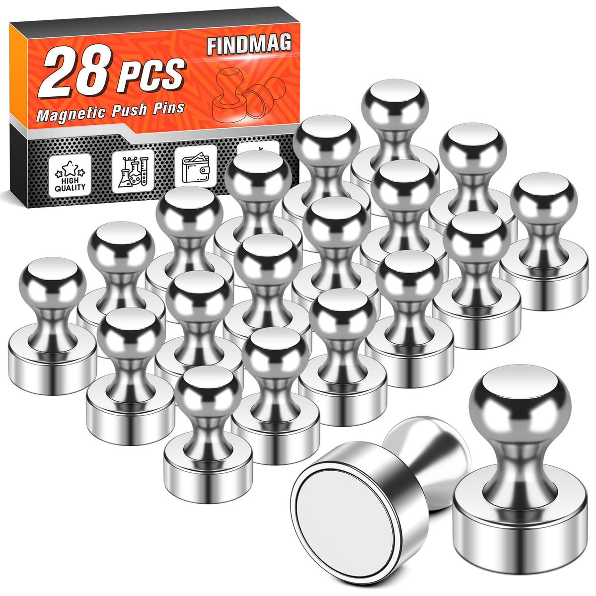 FINDMAG Fridge Magnets, Magnets for Whiteboard, Kitchen, 14 Pack, Colorful
