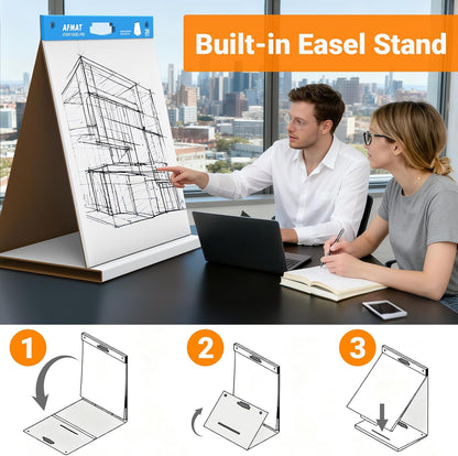 AFMAT Tabletop Sticky Easel Pad & Dry Erase Board 2 in 1, 20 x 23 in Portable Easel Stands for Teachers, Super Sticky & Bleed-Resistant, Ideal for Meetings/Training/Presentation, 20 Sheets/Pad, 6 Pads