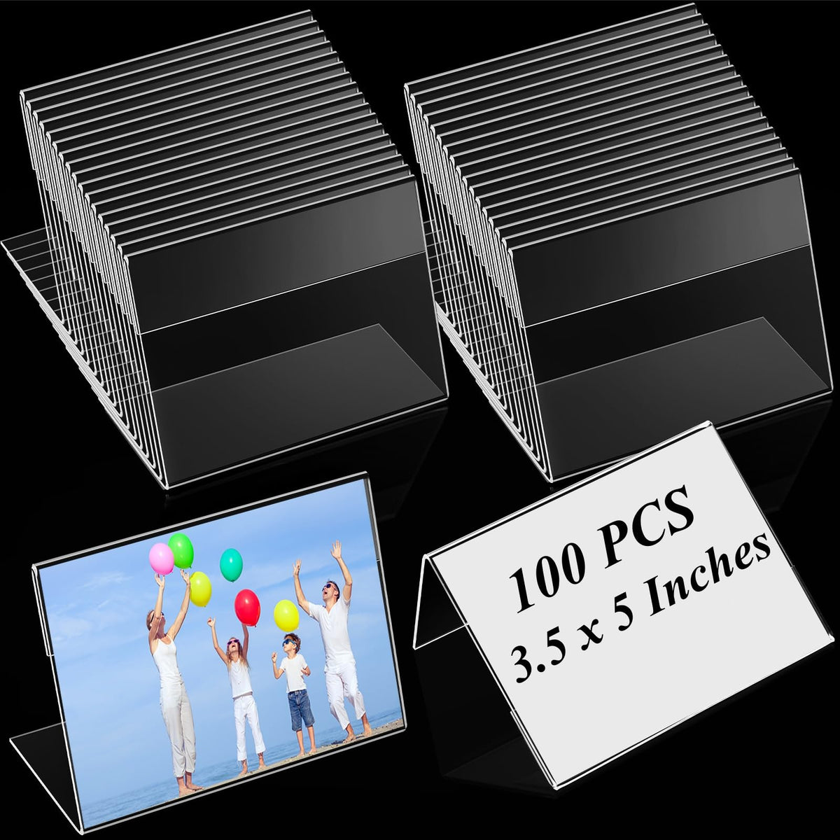 Teling 12 Pcs 3.5 x 5 Acrylic Picture Frame Sign Holder Stand Clear