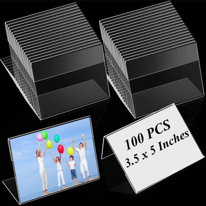 Teling 12 Pcs 3.5 x 5 Acrylic Picture Frame Sign Holder Stand Clear