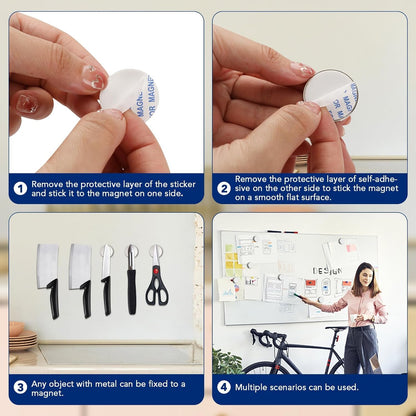 DIYMAG Strong Magnets,6 Pack with Double Sided Adhesive Backing Powerful