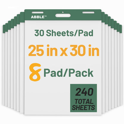 Super Sticky Easel Pad, 25 x 30 Inches, 30 Sheets/Pad, 8 Pads/Pack (Pink), Large Self Stick Flip Chart Paper for Whiteboards, Premium White Chart Paper for Teachers, Office, and Classroom Supplies