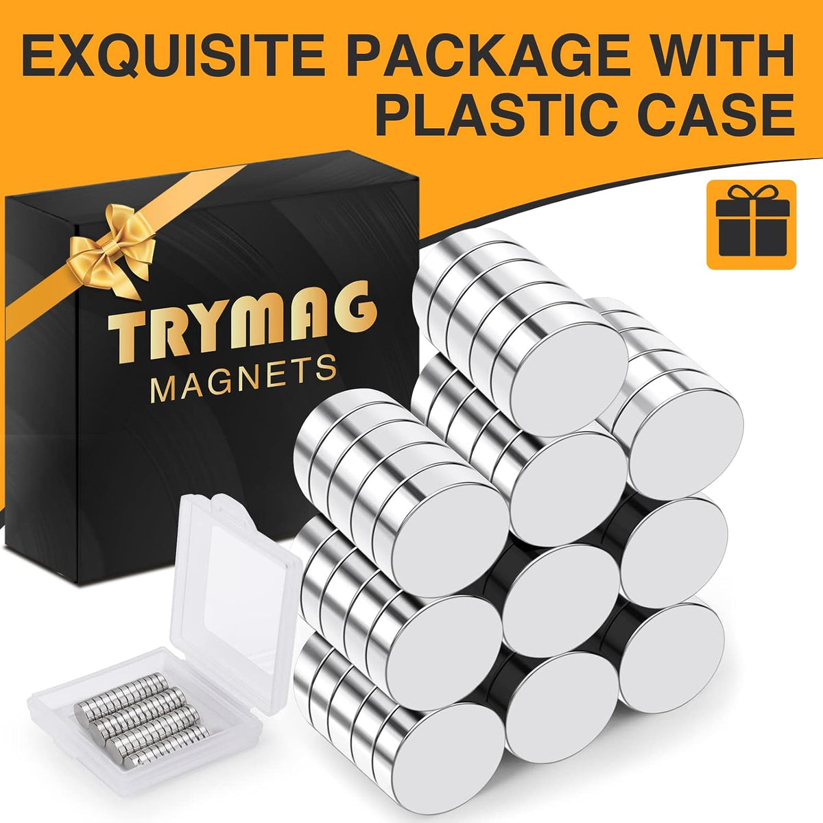 TRYMAG Small Neodymium Magnets, 200Pcs Round Rare Earth Magnet 8x3mm