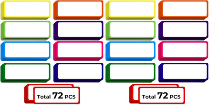 Utron 72PCS Magnetic Dry Erase Labels, 3.2"x1.2" Reusable Colorful Name Plates, Waterproof Magnetic Label Stickers for Home, Office, School, Refrigerator, Locker, White Board (9 Colors)