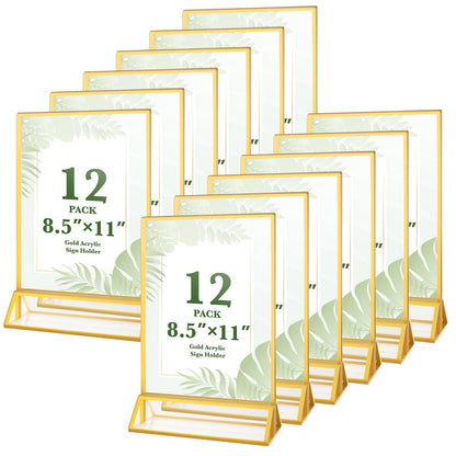 12 Pack Gold Acrylic Sign Holders 4x6 Menu Flyer Holder