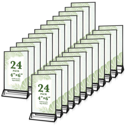 12 Pack Gold Acrylic Sign Holders 4x6 Menu Flyer Holder