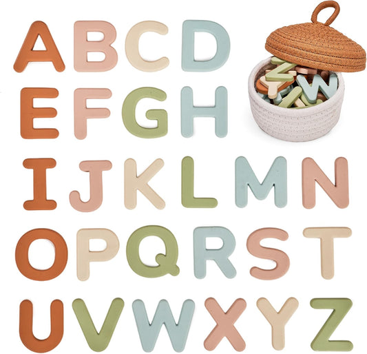 JoyCat Soft Silicone Magnetic Alphabet Letters, 26 Uppercase (Muted Color)