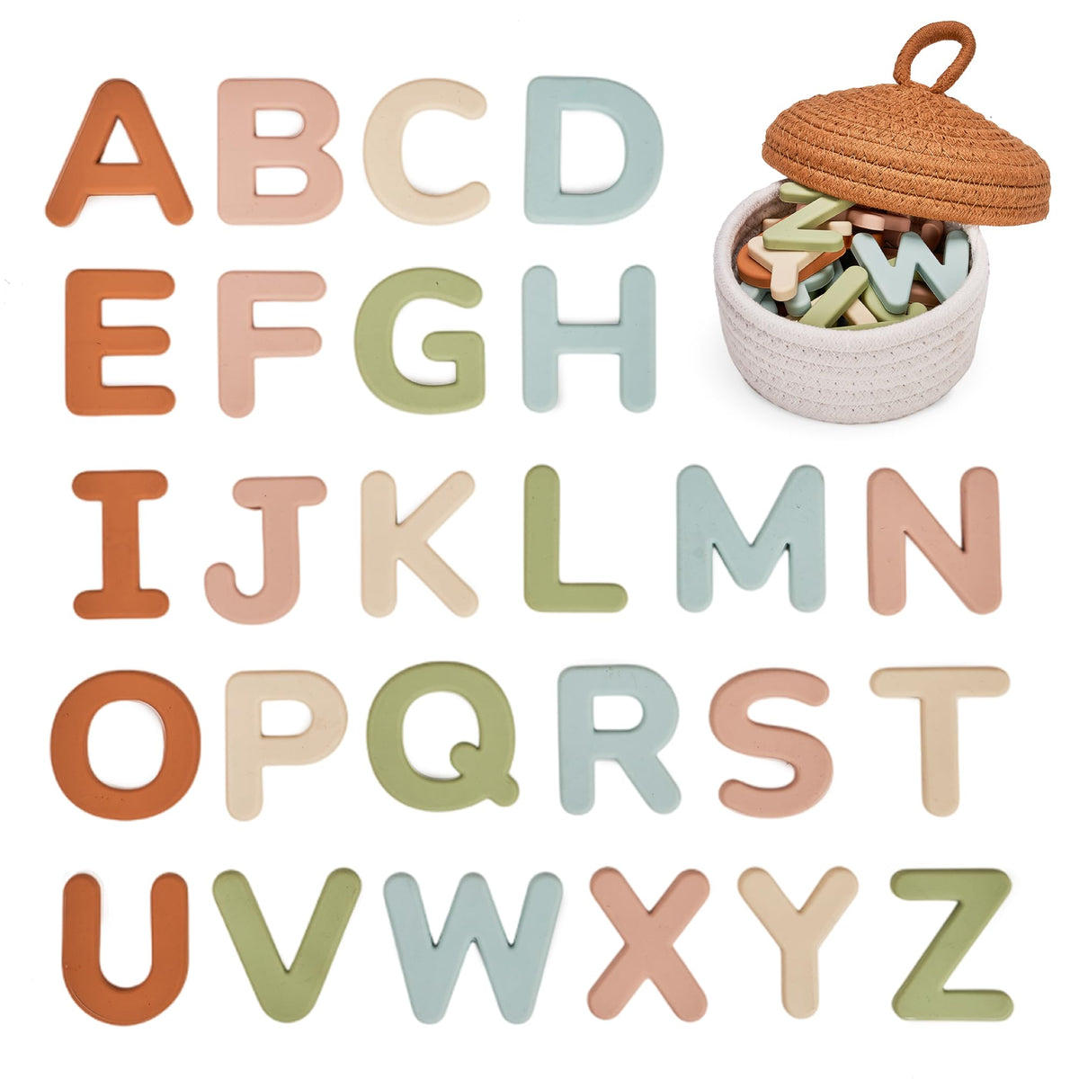JoyCat Soft Silicone Magnetic Alphabet Letters, 26 Uppercase (Muted Color)