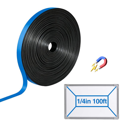 Magnetic Whiteboard Tape for Office,Fine Line Gridding Tape - 1/5 in x 40 yd x 24 mil,High Energy Thin Strip Magnets,Black 120 Feet