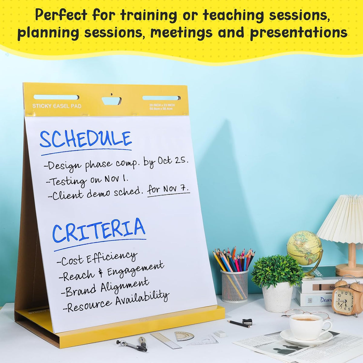 ReliThick 4 Pack Sticky Tabletop Easel Pad, 20 x 23 in Flip Chart 20 Sheets