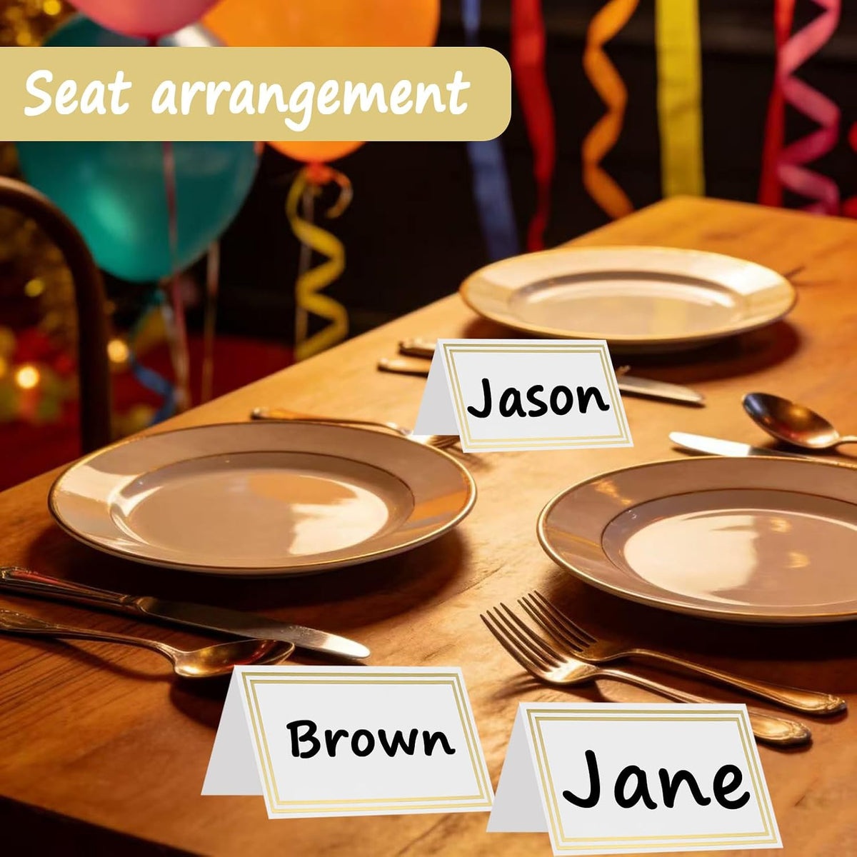 50 Pcs Place Cards, 2"x3.5" Double Gold Foil Border Tent Cards