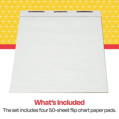 School Smart Flip Chart Paper for Easels and Bulletin Boards, 27 x 34 Inches, 50 Sheets, Pack of 4