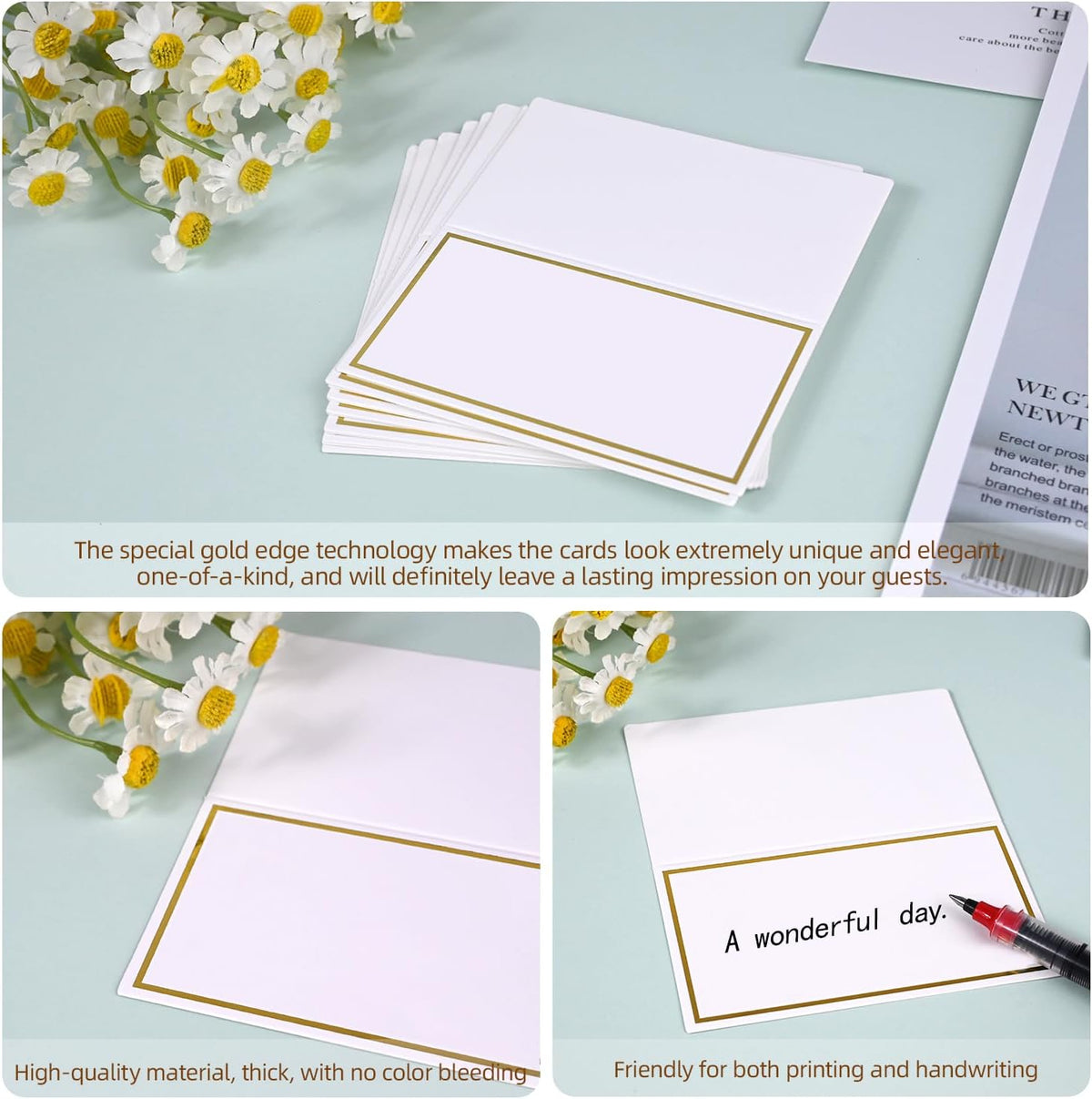 Place Cards for Table Setting, 100-Pack Table Tent Cards for Dinner Party