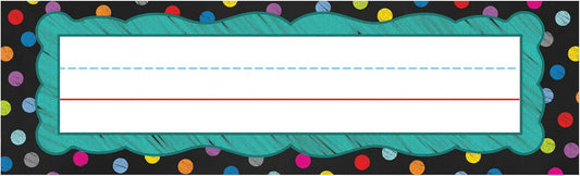Carson Dellosa Colorful Polka Dot Name Plates for Desk, Elementary Name Tags for Classrooms, Student Desk Name Cards With Handwriting Lines for Classroom Organization (36 pc)