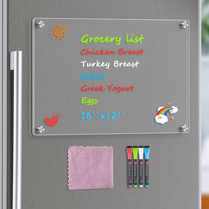 MaxGear Acrylic Magnetic Whiteboard for Fridge, 12 x 8 Inch Dry Erase Board
