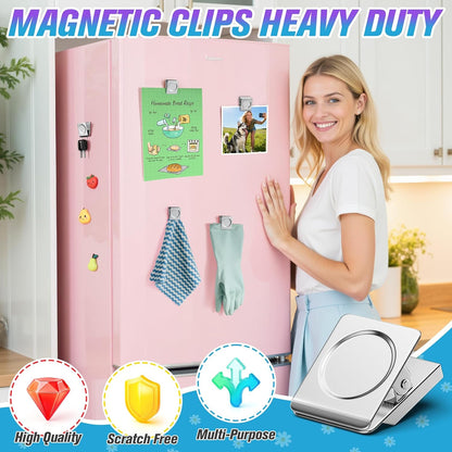 12 Pack Large Magnetic Clips Heavy Duty, Strong Magnet Clips for Notes