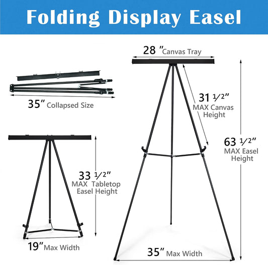 Falling in Art 63 1/2'' Lightweight Aluminum Flip Chart Display Easel Stand