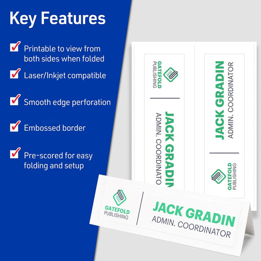 Avery Printable Tent Cards, 3.5" x 11", Matte White, 50 Place Cards