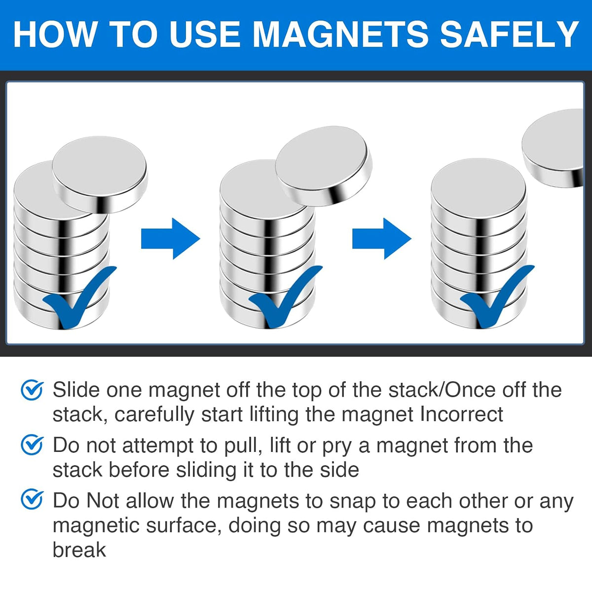 TRYMAG Small Strong Magnets, 6 Sizes Rare Earth Magnet, 255Pcs