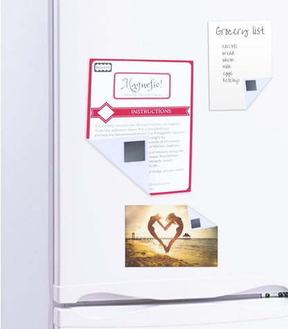 Magnefic Magnetic Squares, 1 Tape Sheet of 70 Magnetic Squares (Each 20x20x2mm), Magnet on one Side, Self Adhesive on the Other Side. Perfect for Fridge Organisation, Art Project, Vision Board