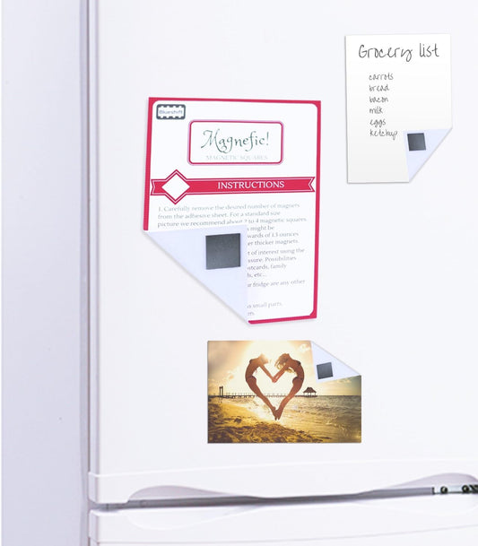 Magnefic Magnetic Squares, 1 Tape Sheet of 70 Magnetic Squares (Each 20x20x2mm), Magnet on one Side, Self Adhesive on the Other Side. Perfect for Fridge Organisation, Art Project, Vision Board