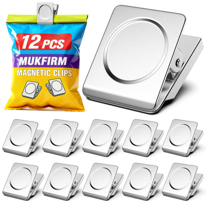 12 Pack Large Magnetic Clips Heavy Duty, Strong Magnet Clips for Notes