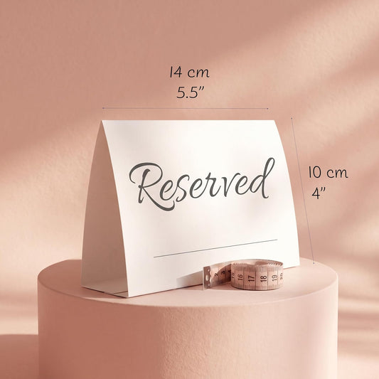 20 Pack Modern Reserved Table Sign With Name Line - Reserved Signs For Wedding - White Reserved Signs - Wedding Accessories - Tent Cards For Reserving Seats & Places - Place Cards for Party, Event