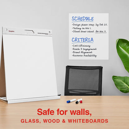 Staples Stickies Tabletop Easel Pad, 20x23 Inch, White, 20 Sheets
