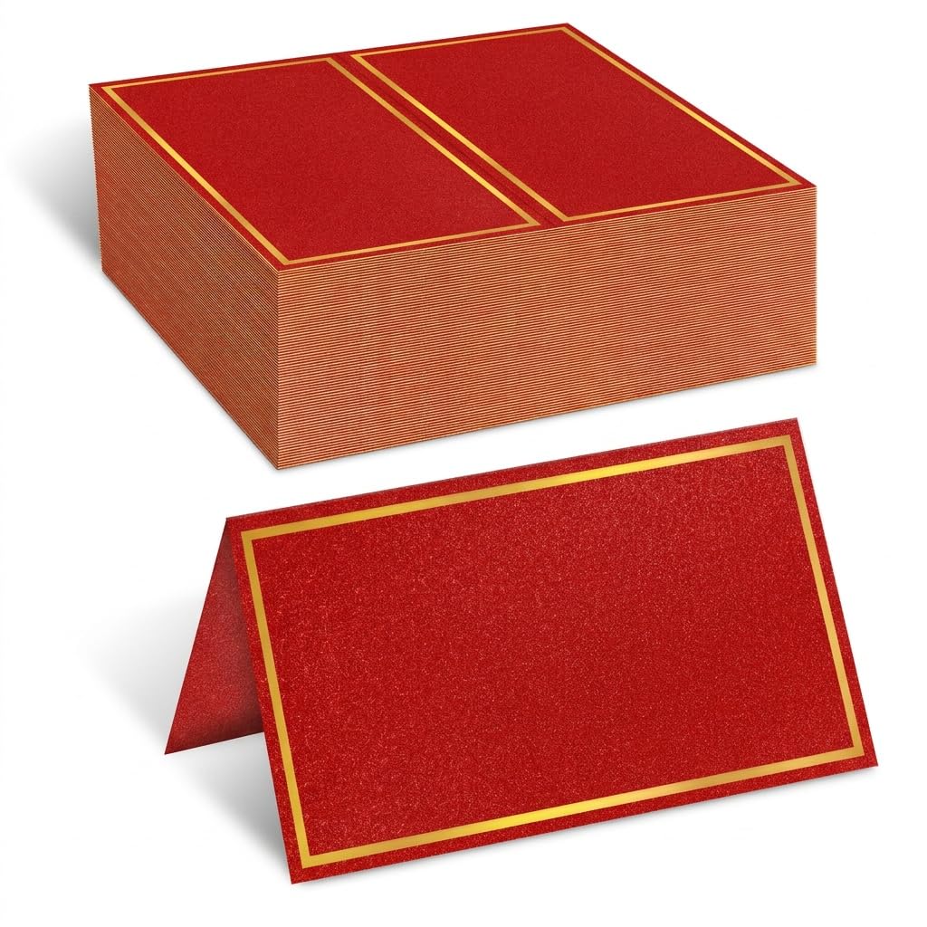 Place Cards for Table Setting,250g Premium Tent Cards, Red