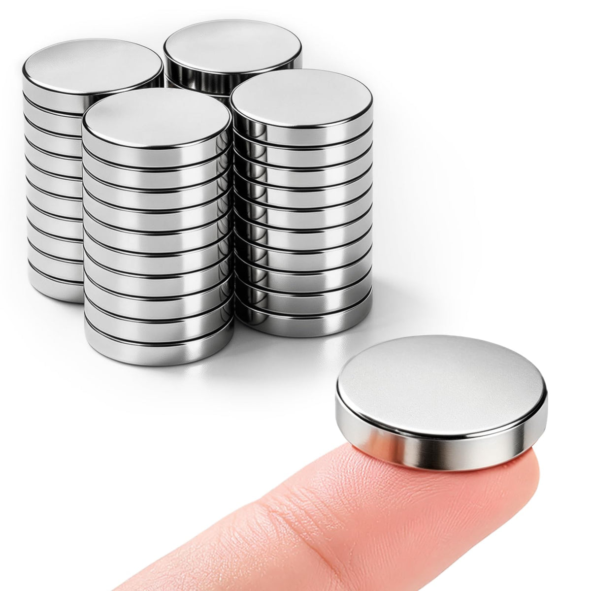SMARTAKE 45 Pcs Refrigerator Magnets, 10x2.6mm Small Fridge Magnets, Silver
