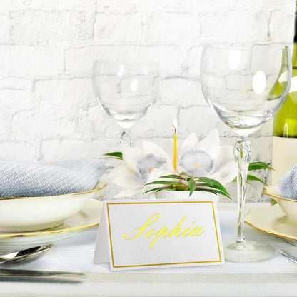 120Pcs Premium Place Cards, Small Table Cards with Gold Foil Border, 2" x 3.5" Tent Card, Escort Cards, Name Card, Wedding Place Cards for Wedding, Table, Dinner Parties, Seating Card