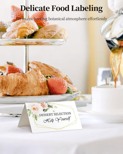 Uniclife 60 Pcs Floral Place Cards for Wedding Buffet Tables