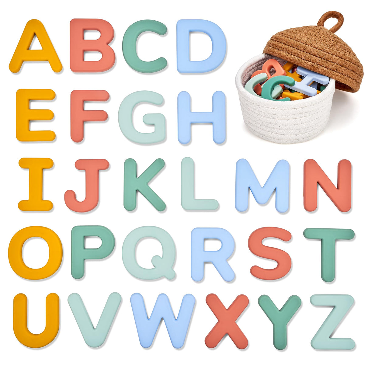 JoyCat Soft Silicone Magnetic Alphabet Letters, 26 Uppercase (Muted Color)